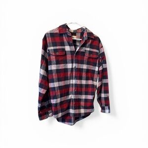 ✨Jachs Red and Navy Plaid Button Down Flannel Heavy-weight Shirt